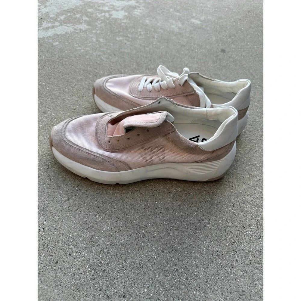 Stuart Weitzman Glide Suede -Trimmed Platform Sneakers US W 10 S1015WYS Pink